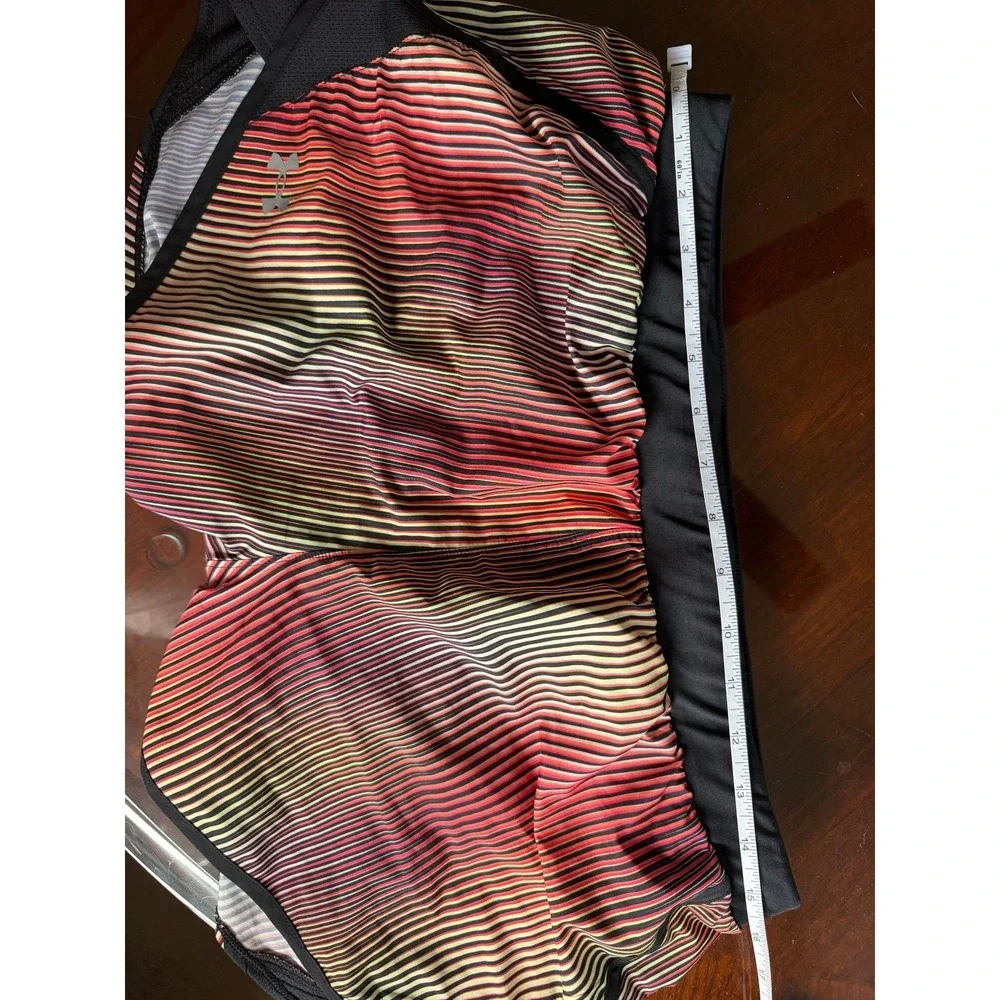 Under Armour HeatGear Womens Running Shorts L Multicolor Stripe Lined Athletic